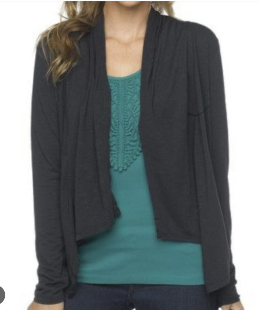 PRANA Living Blakely Draped Assymetrical Black Cardigan S